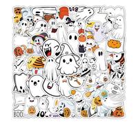 Xanthelle Halloween Sticker, 50 Cute Ghost Stickers for Children, Window Decorations and Kawaii Ghost Decor, Ideal for Halloween Parties and Crafts