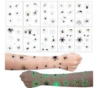 Xanthelle Halloween Tattoos, 10 glowing spider and web stickers for face, tattoos for children's spider costume and Halloween party