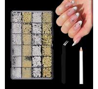 Xanthelle Nail Charms, Gold and Silver Nail Charms Set with Stones for Nails, Nail Art Accessories for DIY Nail Design and Manicure