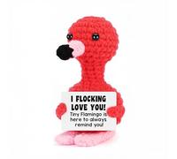 Xanthelle Positive Flamingo, knitted plush flamingo as decor and good luck charm, amusing anti-stress gift for the office
