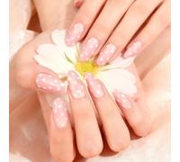 Xanthelle Press On Nails, 24 Piece Stick-On & Artificial Nails, Almond Adhesive Nails Soft Gel, Stick-On Fingernails with Polka Dot Design