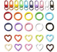 Xanthelle Small Carabiner Hook, 30 Pieces Mini Carabiner & Keyring Set, Colourful Lobster Clasps & Spring O Rings, DIY Crafting for Keys