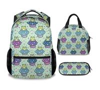 XaocNyx Frog School Backpack for Girls Boys, 16 Inch Colorful Backpacks for Kids Age 10-12, Novelty Lightweight Bookbag, Frog 2-3pcs, One Size, Funny