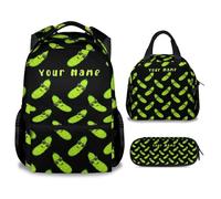 XaocNyx Pickle School Backpack for Girls, 16 Inch Green Backpacks for Kids Age 10-12, Funny Lightweight Bookbag for Travel, Pickle 2-3pcs Custom, L, Funny