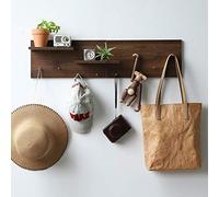XAOHOME Wooden Pegboard, Sturdy Peg Board for WallsModular Grid Organizer, DlY Storage and Display Panels withShelves and Brass Hooks(Wainut Color)