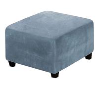 XAOLPLH Ottoman Cover Washable, Square Footstool Cover, Super Soft Pouffe Cover With Elastic Bottom, Stretch Sofa Slipcovers Protector Cover, Ottomans Stool Covers,Gray Blue,L