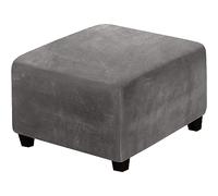 XAOLPLH Ottoman Cover Washable, Square Footstool Cover, Super Soft Pouffe Cover With Elastic Bottom, Stretch Sofa Slipcovers Protector Cover, Ottomans Stool Covers,Grey,XL