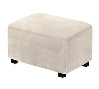 XAOLPLH Square Footstool Cover, Ottoman Cover Washable, Super Soft Pouffe Cover With Elastic Bottom, Stretch Sofa Slipcovers Protector Cover, Non Slip Ottomans Stool Covers,Beige,XL