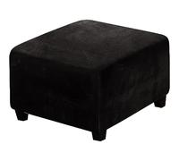 XAOLPLH Stretch Foot Stool Cover, Washable Ottoman Cover, Ottomans Stool Covers, Stretch Slipcover Square, Removable Pouffe Cover Sofa Slipcovers Protector Cover,Black,XXL