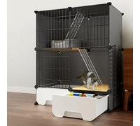 XAoSCd Cat Cage, Cat Crate, Cat Enclosures Indoor, Diy Cat Playpen Catio Detachable Metal Wire Cat Playpen Crate Large Exercise Place Ideal for 1-2 Cat -Black,C2