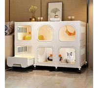 XAoSCd Cat Cage - Cat Enclosures Indoor, Cat Kennels for Indoor Cats with Litter Box Strong and Sturdy Diy Cat Playpen, with Casters to Increase The Height By 4cm,Set a-106 * 46.5 * 75cm