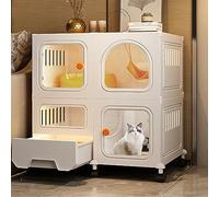 XAoSCd Cat Cage - Cat Enclosures Indoor, Cat Kennels for Indoor Cats with Litter Box Strong and Sturdy Diy Cat Playpen, with Casters to Increase The Height By 4cm,Set C-71 * 46.5 * 75cm