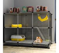 XAoSCd Cat Cage - Diy Pet Playpen,Ferret Cage Cat Playpen Detachable Metal Wire Kennels for 1-2 Cats with Tray for Easy Cleaning,107 * 47 * 82cm