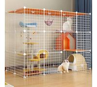 XAoSCd Cat Cages Indoor Large with Roof, Kitten Pen, Cat House, Multi-layer Design, Easy To Assemble The Cattery, Various Sizes, 2 Colours,Package C-144 * 74 * 109-White