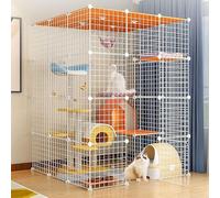 XAoSCd Cat Cages Indoor Large with Roof, Kitten Pen, Cat House, Multi-layer Design, Easy To Assemble The Cattery, Various Sizes, 2 Colours,Package B-109 * 109 * 144-White