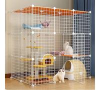 XAoSCd Cat Cages Indoor Large with Roof, Kitten Pen, Cat House, Multi-layer Design, Easy To Assemble The Cattery, Various Sizes, 2 Colours,Package C-109 * 74 * 109-White