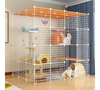 XAoSCd Cat Cages Indoor Large with Roof, Kitten Pen, Cat House, Multi-layer Design, Easy To Assemble The Cattery, Various Sizes, 2 Colours,Package a-144 * 109 * 144-White