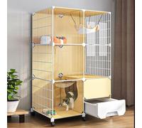 XAoSCd Indoor Cat Enclosure, Cat Kennel Cat Playpen For Indoor Cats, Pet Cage Diy Cat Enclosures Large Playpen Detachable Metal Wire Large Exercise Place Ideal for 1-2 Cats,72 * 47 * 112cm