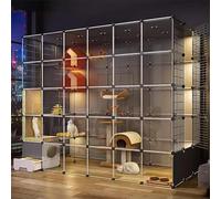 XAoSCd Large Cat Cage Indoor, Cat Enclosure, Metal small animal cage, detachable and foldable, with cat hammock, cat bowl, portable, for 1-2 Cats, Rabbit, Small Animal,215 * 110 * 180cm/85 * 43 * 71