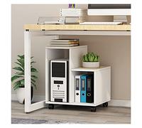 XAoSCd PC Stand Wooden CPU Holder Storage Rack under the Desk Desktop CPU Case Rolling Stand Removable PC Host Floor Stand with 4 Caster Wheels PC Stand,White