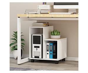 XAoSCd PC Stand Wooden CPU Holder Storage Rack under the Desk Desktop CPU Case Rolling Stand Removable PC Host Floor Stand with 4 Caster Wheels PC Stand,White