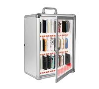 XAoSCd Portable Mobile Phone Storage Box Student Classroom Mobile Phone Storage Cabinet Company Meeting Mobile Phone Storage Box With Lock,Silver-24 slots