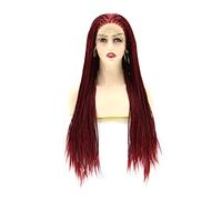 XAoSCd Synthetic Front Wigs Burgundy Micro Woven Wig For Black Women And African Americans The Middle Frame Woven Synthetic Front Wig,18 Inches (28 Inches)