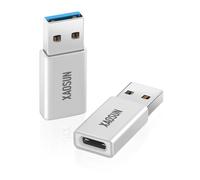 XAOSUN 10Gbps USB C to USB 3.1 Adapter, 100W Fast Charging USB A to Type C Adapter,Compatible with iPhone 17/16 Pro Max/Plus, iPad, MacBook, Samsung Galaxy,Car Charger-2 Pack (Silver)