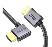 XAOSUN 8K HDMI 2.1 Cable Right Angle 2M, 48Gbps Ultra HD 8K@60Hz 4K@120Hz | eARC HDR10 HDCP 2.3 | Braided Nylon & Gold-Plated Connectors | Compatible with PS5/Xbox Series X/S/Samsung/LG TV/Blu-ray