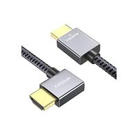 XAOSUN Right Angle HDMI 2.0 Cable, 90 Degree 4K@60Hz HDMI Cable, Grey 2M | 2K@165Hz/144Hz/120Hz, 3D, HDR, ARC, HDCP 2.2 for MacBook Pro, Monitor, HDTV, PS5, PS4, Xbox Series X/S, Fire/Roku TV, Blu-ray