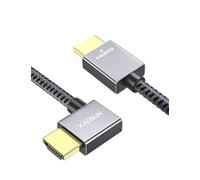 XAOSUN Right Angle HDMI 2.0 Cable, 90 Degree 4K@60Hz HDMI Cable, Grey 3M | 2K@165Hz/144Hz/120Hz, 3D, HDR, ARC, HDCP 2.2 for MacBook Pro, Monitor, HDTV, PS5, PS4, Xbox Series X/S, Fire/Roku TV, Blu-ray