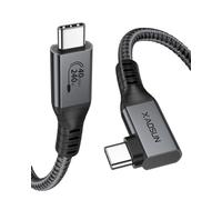 XAOSUN Right Angle USB 4 Cable for 90 Degree Thunderbolt 4 Cable Grey 1M | 40Gbps Data Transfer, PD3.1 QC5.0 240W Fast Charging, 8K@60Hz Video Cable, for MacBook Air Pro, iPad, iPhone 17, Monitor, SSD