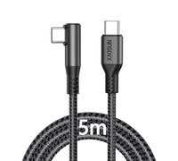 XAOSUN USB C to USB C 5M, 240W PD 3.1 Type C Charger Cable 90 Degree,Fast Charging USB C Data Cable (48V/5A),E-Marker 2.0 Chip for iPhone 16/15,MacBook,iPad,Laptop,Samsung Galaxy S23+,Pixel,Switch