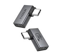 XAOSUN USB C to USB C Right Angle Adapter, 240W USB4 90 Degree Female to Male Adapter,40Gbps Data Transfer Fast Charging 8K for MacBook, iphone 15 Pro Max, Switch, Laptop, PC more[2 Pack]