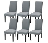 xapuo Waterproof Dining Chair Covers, High Back Stretch Elastic Slipcovers Full Coverage for Kitchen Restaurant & Home Banquet(Light gray,6pcs)