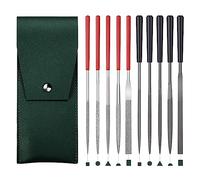 XAQISHIRE 5pcs Mini Diamond Needle Files & 5pcs Small Steel Files for high Precision Sanding Work on Metal, Wood, Jewelry and Plastic Carving. Packed in A Synthetic Leather case