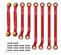 XAQRYQO For Traxxas For TRX-4M 1/18 RC Crawler Car Upgrade Parts 8pcs Steering Rod For Chassis Links Set Metal High Clearance Linkage Kit RC Links Linkages(Red)