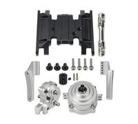 XAQRYQO RC Car Parts For SCX10 II For Chassis DIY 1/10 RC Crawler Front Motor Mount Planetary Gear Transmission Transfer Case Skid Plate Drive Shaft Set(Silver)