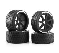 XAQRYQO Rc Car Wheel Rim Tire For Arrma 1/7 For Felony For FSR For Model GT rc cars Upgrade Parts 4pcs 53/107 42/100 Tire Tyre 17mm Wheel Hex(Black)