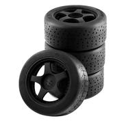 XAQRYQO Rc Car Wheel Rim Tire For ARRMA For INFRACTION 6S F1 For LIMITLESS 1/7 rc cars 4Pcs Plastic Wheel Rubber Tire RC Crawler Car Upgrades Accessories(Black)