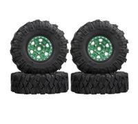 XAQRYQO Rc Car Wheel Rim Tire For Axial SCX24 AX24 For TRX4M FCX24 1/18 1/24 RC Crawler Car 4Pcs 62X21mm 1.0 Inch Metal Beadlock Wheel Rim Tire Set(Green)