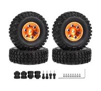 XAQRYQO Rc Car Wheel Rim Tire For Axial SCX24 FCX24 TRX4M 1/24 rc cars Upgrade Parts 1.0" Metal Beadlock Wheel Tires Spacers(Orange,B)