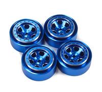 XAQRYQO Rc Car Wheel Rim Tire For TRX4-M for Defender FCX24 SCX24 AX24 4Pcs 1.3 Inch Aluminum Alloy Beadlock Wheel Rims 1/18 RC Crawler(Blue)