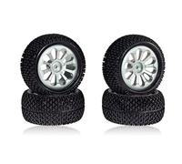 XAQRYQO RC Tyre Tires For Wltoys 144001 124019 A959 For SCY 16101 For MJX 14209 16207 For JJRC Q130A rc Car Parts 4Pcs 72mm Wheel Rim Tire Tyre(Silver)