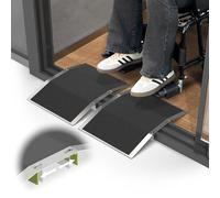 XARILK 2pcs × 30cm L × 4cm H Aluminum Bridge Threshold Ramps for Doorways, Fits 7-13cm Wide Thresholds with Adjustable Bars, Non-Slip Wheelchair Ramps for for Home, Doorways, Steps & Sliding Doors