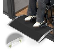 XARILK 70cm L × 4cm H Bridge Threshold Ramp for Doorways, Fits 7-13 cm Wide Thresholds with Adjustable Support Bars, Non-Slip Aluminum Wheelchair Ramp for Home Steps, Sliding Door Ramp for Wheelchair