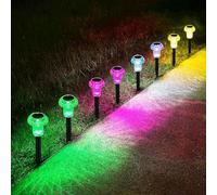 Xarizon Colourful Mushroom Solar Lights Outdoor, 8 Pack Multi-Colour LED Garden Path Lights with Mandala Projection for Yard & Flower Bed Decor, Waterproof Decorative Solar Lights