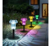 Xarizon Multi-Colour Mushroom Solar Lights Outdoor, 4 Pack Decorative LED Garden Lights with Colourful Mandala Projection for Pathway & Patio Decor, Waterproof Solar Lights