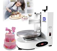 XARONF Electrical Rotating Adjustable Cake Edge Surface Scraper 35cm Turntable,4-12InchesCakes, Automatic Birthday Cake Cream Spreading Coating Edge Smoothing Polisher (Color : White)