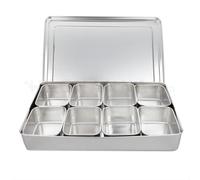 Xarra - Japanese Mini Container, Stainless Steel Yakumi Mise En Place Box, Multi Compartment Set For Food, Herbs, Seasoning and Spices (8 Compartment)